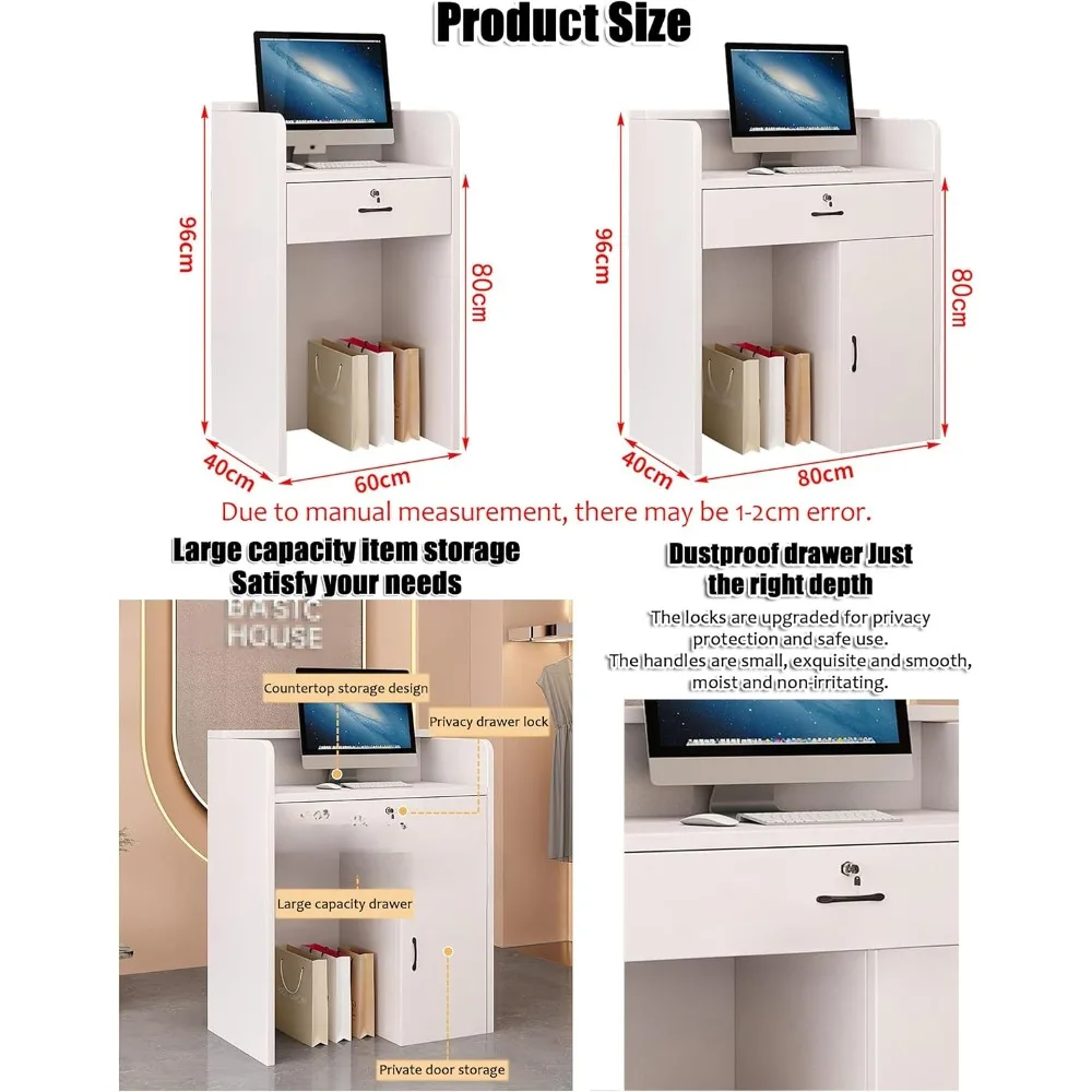 Reception Room Tables,Reception Desk Counter Table,Retail Counter Reception Desk with Drawer Storage,Cashier Front Desk Open