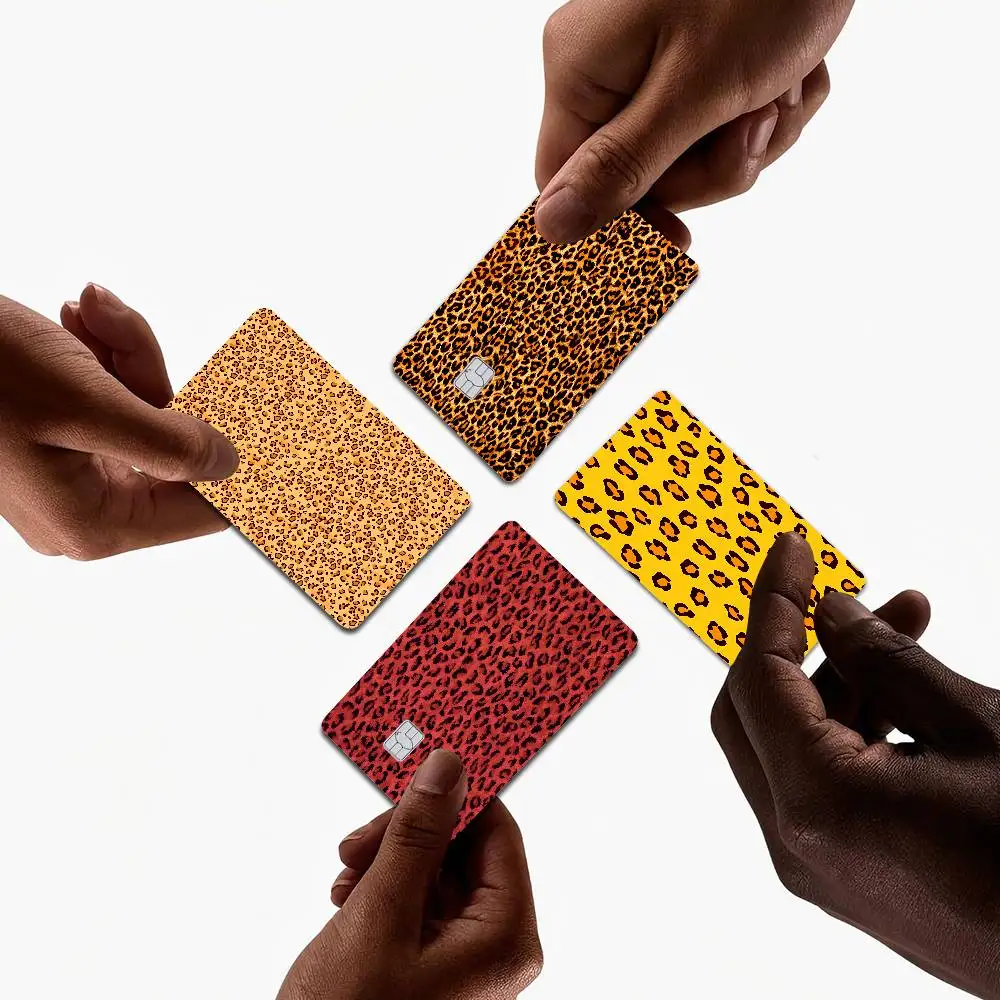 Leopard Pattern Anime Front Cover Film Sticker Skin for Credit Debit Card Small Large Chip