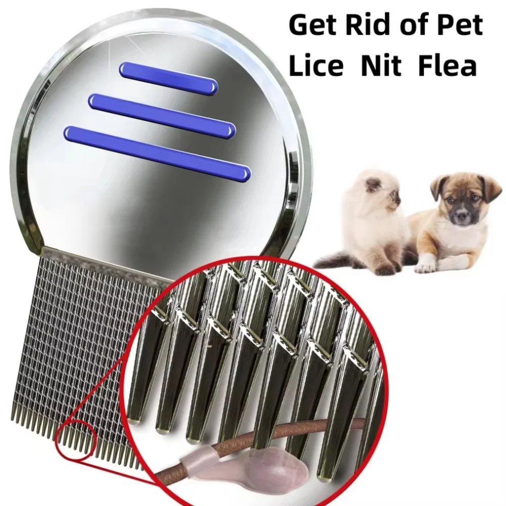 Flea Lice Removal Comb For Cat Dog Stainless Steel Dense Toothed Comb Pet Hair Grooming Cleaning Brushes Terminator Nits Combs