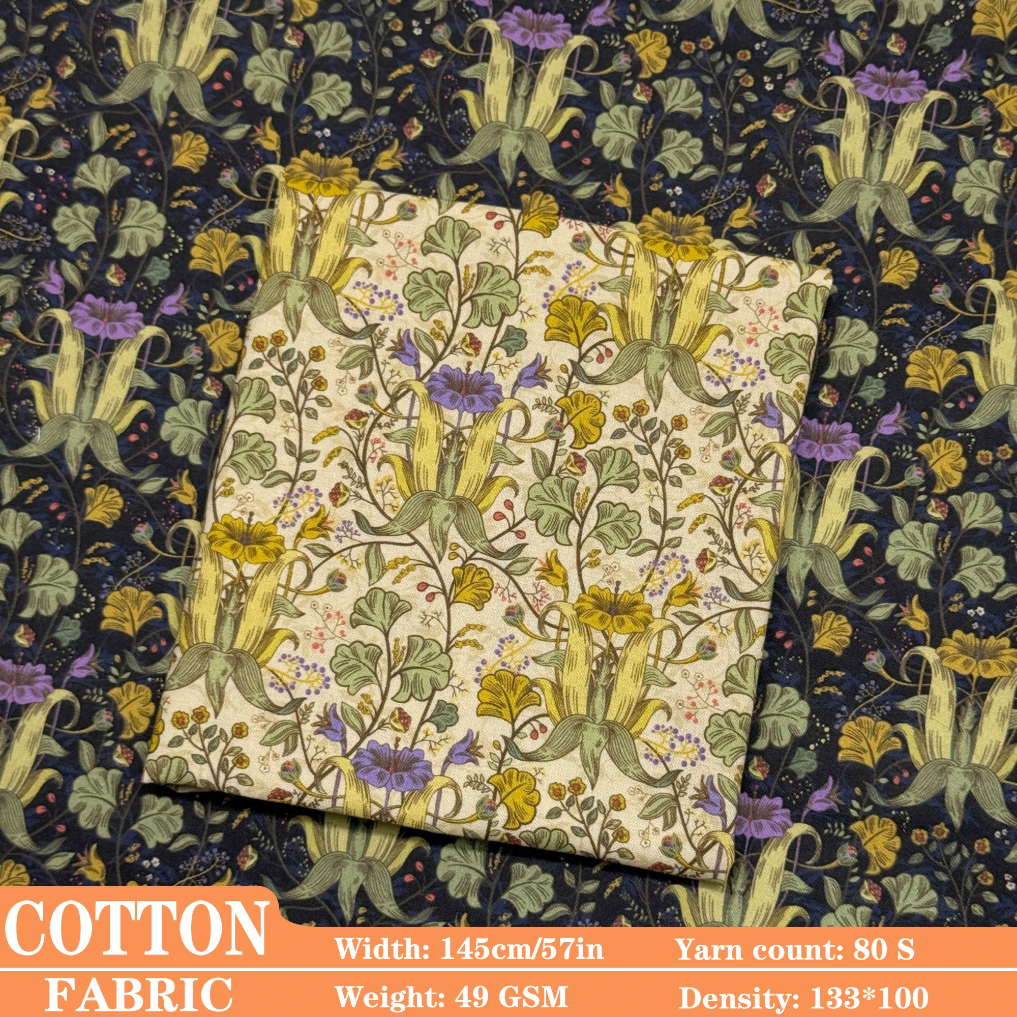 

British Retro Style 80S Long Staple Cotton Printed Fabric By Meter For Dress Shirt DIY Clothing Sewing Designer Cloth