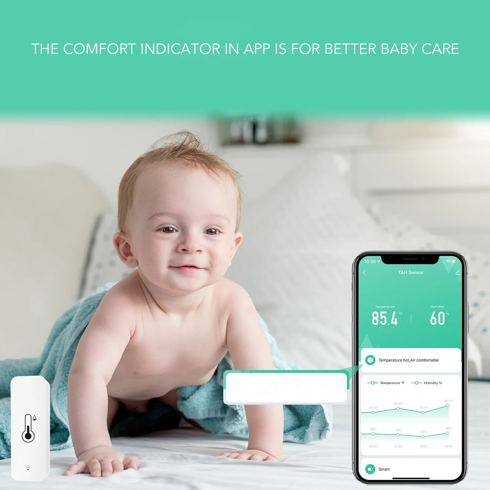 WiFi Thermometer Hygrometer APP Afstandsbediening Real Time Data Display Temperatuur-vochtigheidssensor