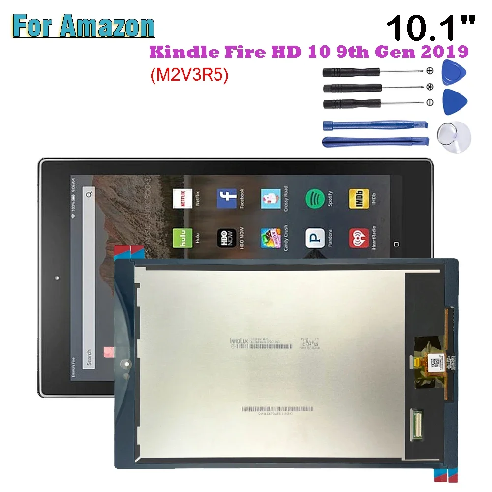 10.1 "AAA + สําหรับ Amazon Kindle Fire HD 10 9th Gen 2019 M2V3R5 จอแสดงผล LCD Touch Screen Digitizer Glass ASSEMBLY อะไหล่ซ่อม