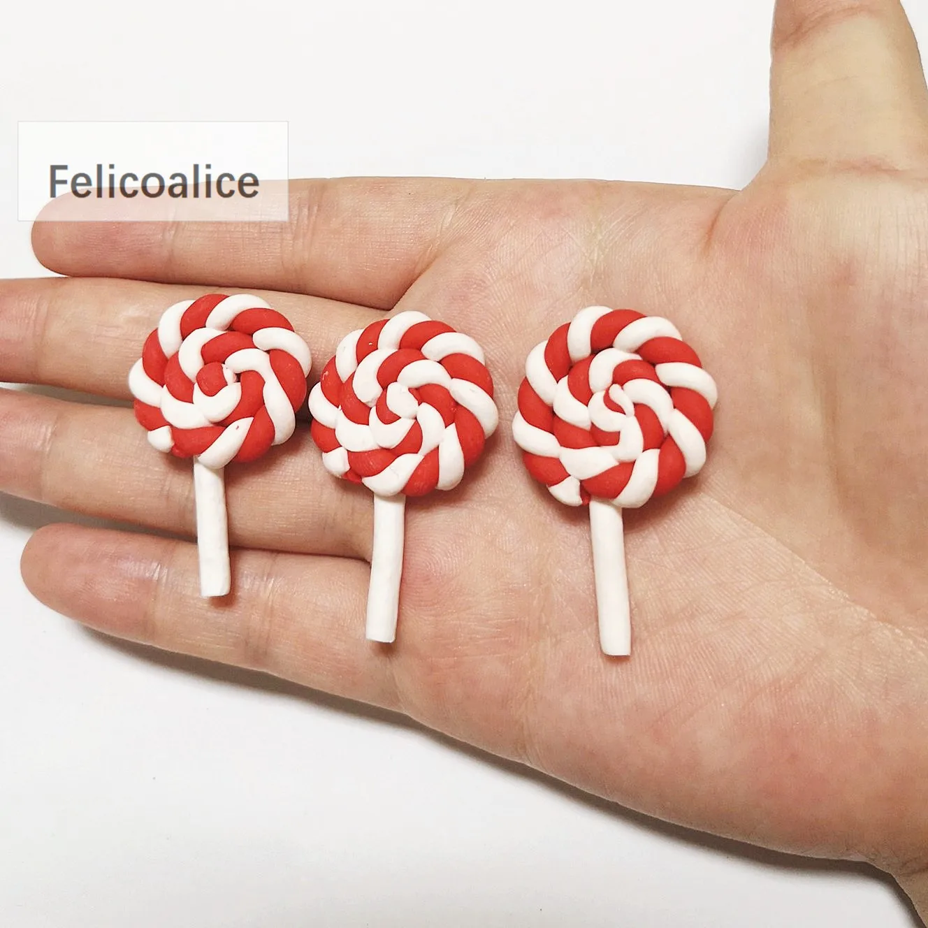 1/2PCS Große Simulieren Ton Lolipop Nette Plastilin Süßigkeiten Flache Rückseite für Kinder DIY Telefon Dekoration Schreibtisch Dekoration fee Garten – Detail 22