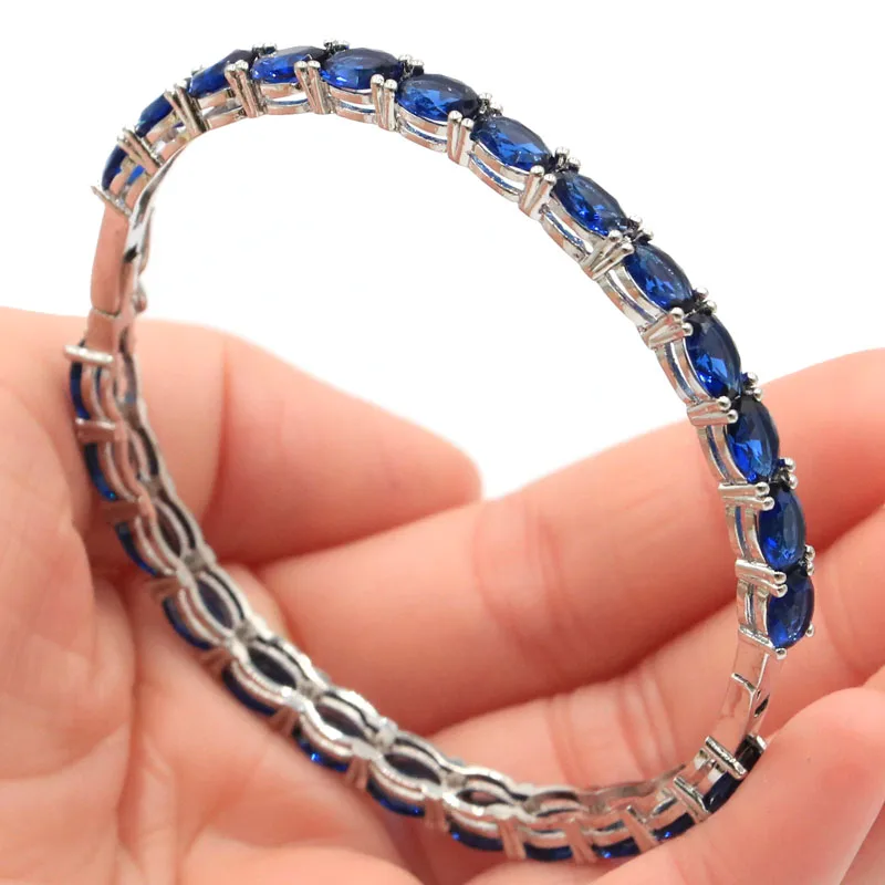 Buy 5 Get 1 Free 68x5mm Stunning 12.9g Tanzanite Rich Blue Violet Tanzanite Women Wedding Silver Bracelet 8.5inch