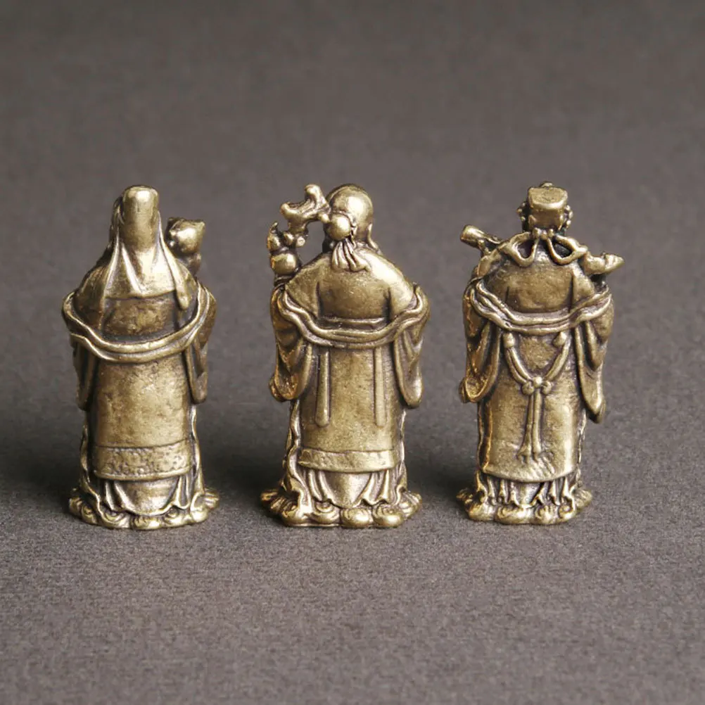 

3pcs Retro Vintage Brass For Home Desktop Brass Decor Office Desktop Immortal Decor Exquisite Craft Metal Statue