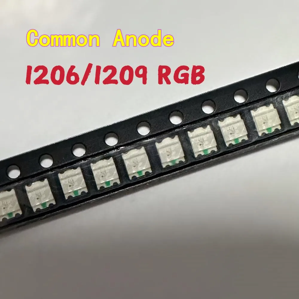 100 Uds alto brillo 1209/1206 doble cuerpo RGB LED de siete colores 3227 rojo-verde-azul (RGB) SMD LED cuentas con ánodo común