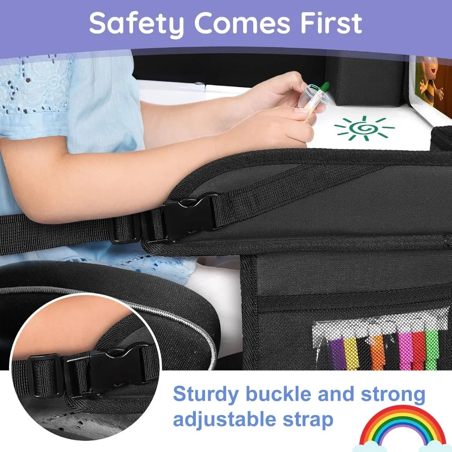 2 قطعة صينية السفر لمقعد السيارة رحلة الطريق أساسيات للأطفال الصغار مقعد السيارة صينية اللف مع لوحة المسح الجاف ومنظم التخزين ل #5