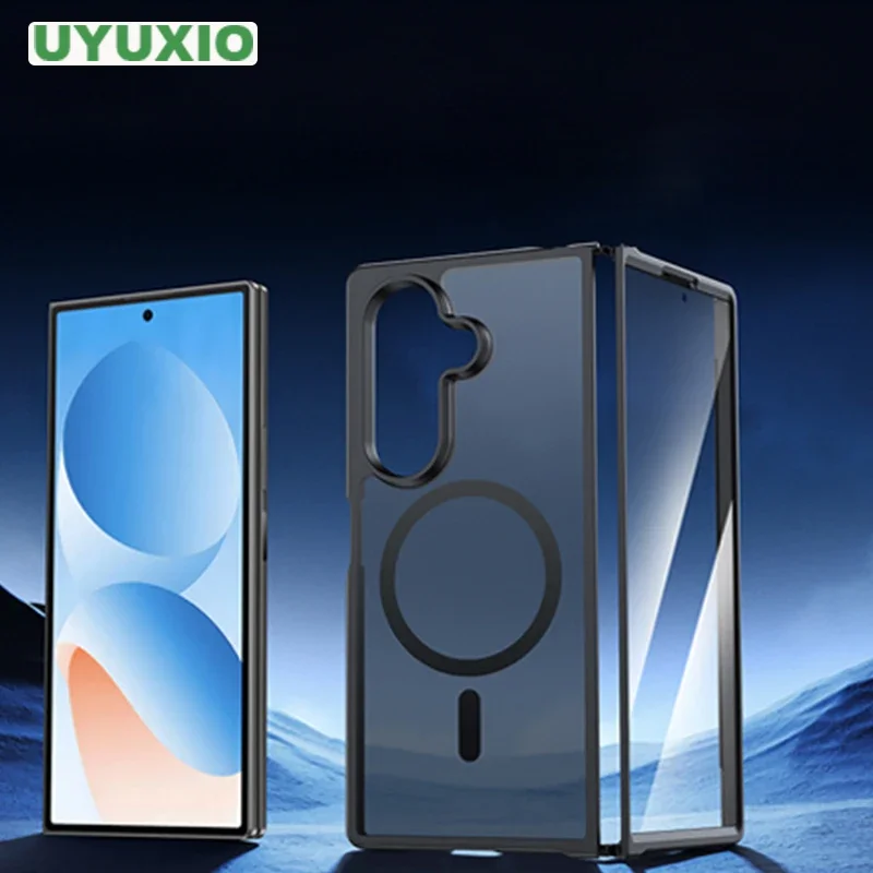 

UYUXIO Magnetic Mobile Phone Case for Samsung Galaxy Z Fold 7 Wireless Charging Cases with Magnet Slim Rugged Translucent Cover