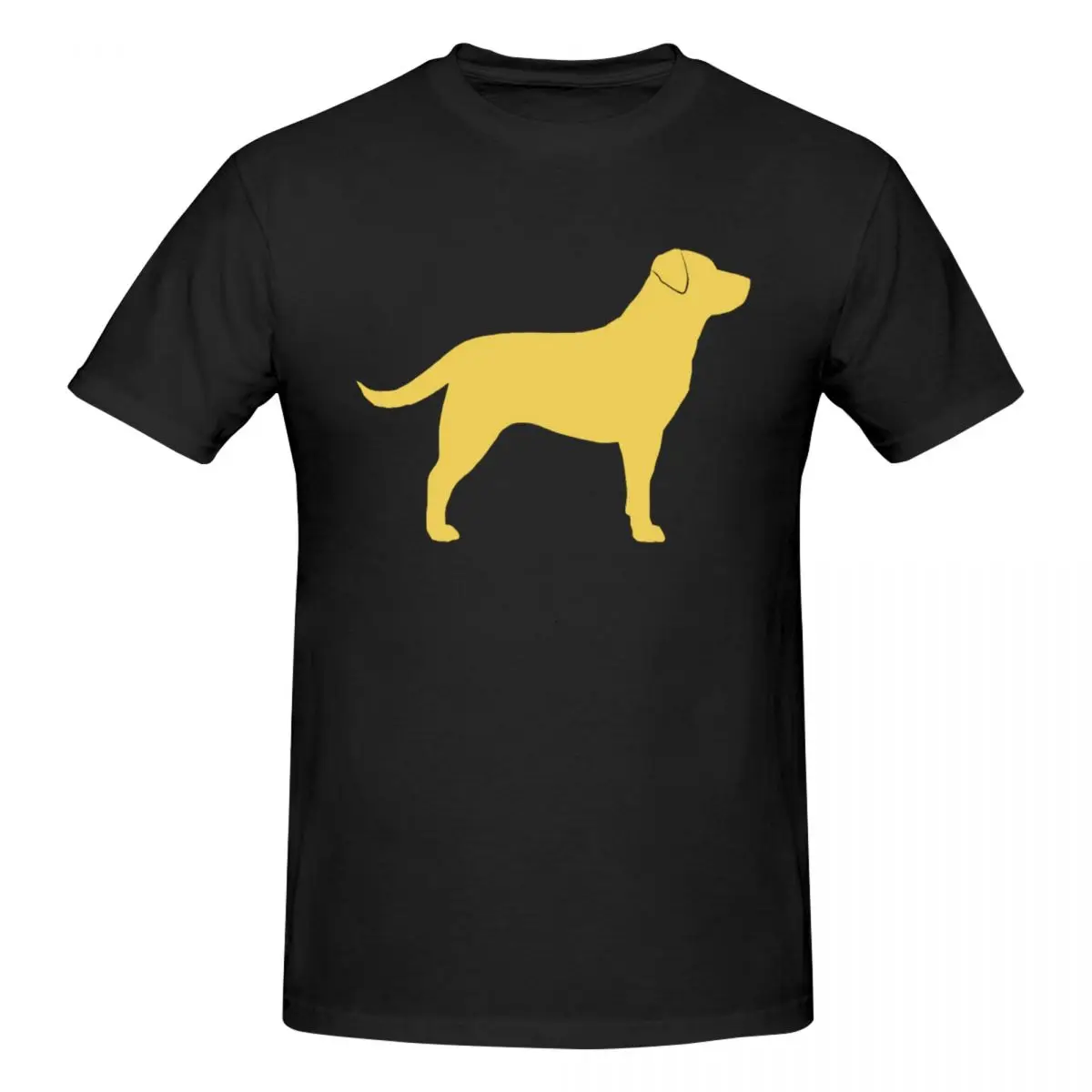 Camiseta amarilla con silueta de Labrador Retriever para hombre, camisetas divertidas de gran tamaño, camisetas cortas de algodón con cuello redondo para hombre de verano