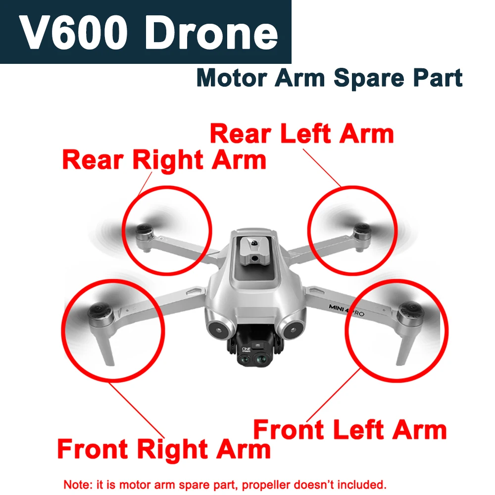 V600 6K 8K Drone Bruhshless Quadcopter Original Motor Arm Spare Part Front / Rear Arm with Brushless Engine DIY Accessory