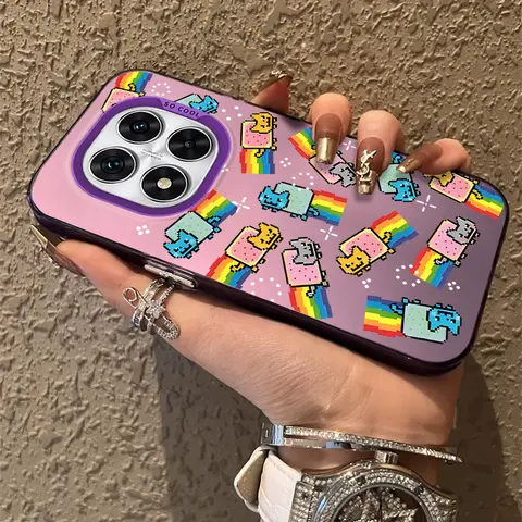 Rainbow Cat Frostat Skal till Xiaomi Redmi Note 14 13 12 10 Pro Plus 11S 14C 13C 12C 9C 11S K70 K60 A2 A1 Turbo 4 Akrylskydd 10 best sales k60-fodral - №9