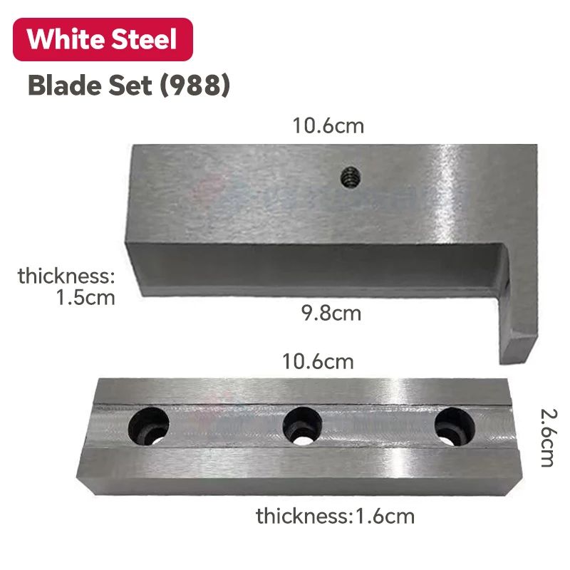 988 Webbing Cutter Original Blade, Top and Bottom Cutting Blade Set, Belt Tape Cutting Machine Accessories, White Steel Optional