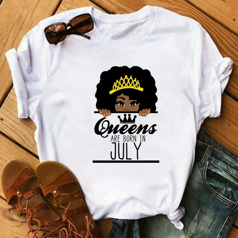 Afro Girl Africa Hair Crown Top Women T-shirts Female O-neck Tshirt Black Girls Tees Fashion Female Shirt