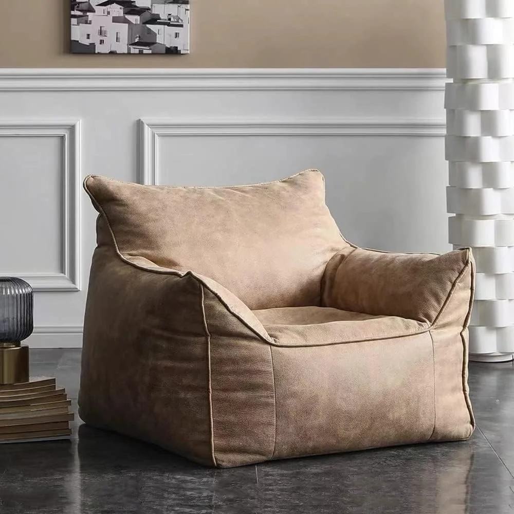 

Bean Chair Cover （No Filler） Luxury Single Lazy Cover PU Faux Suede Leather, Bean Bag Sofas