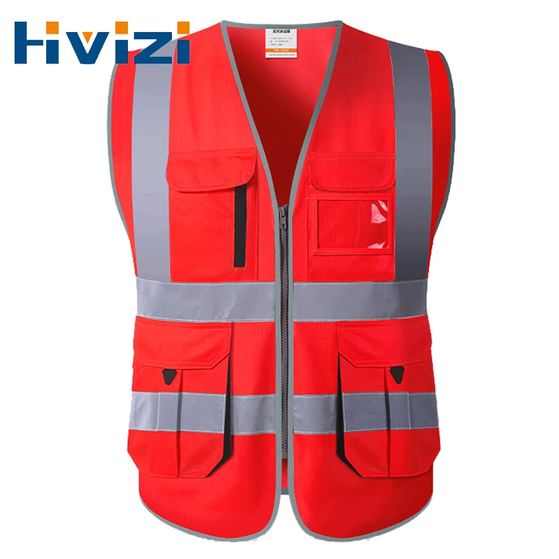 

Reflective Vest Red Safety Vest for Men Working Vest Workwear with Many Pockets Security Vest for Men Hi Vis Work Wear