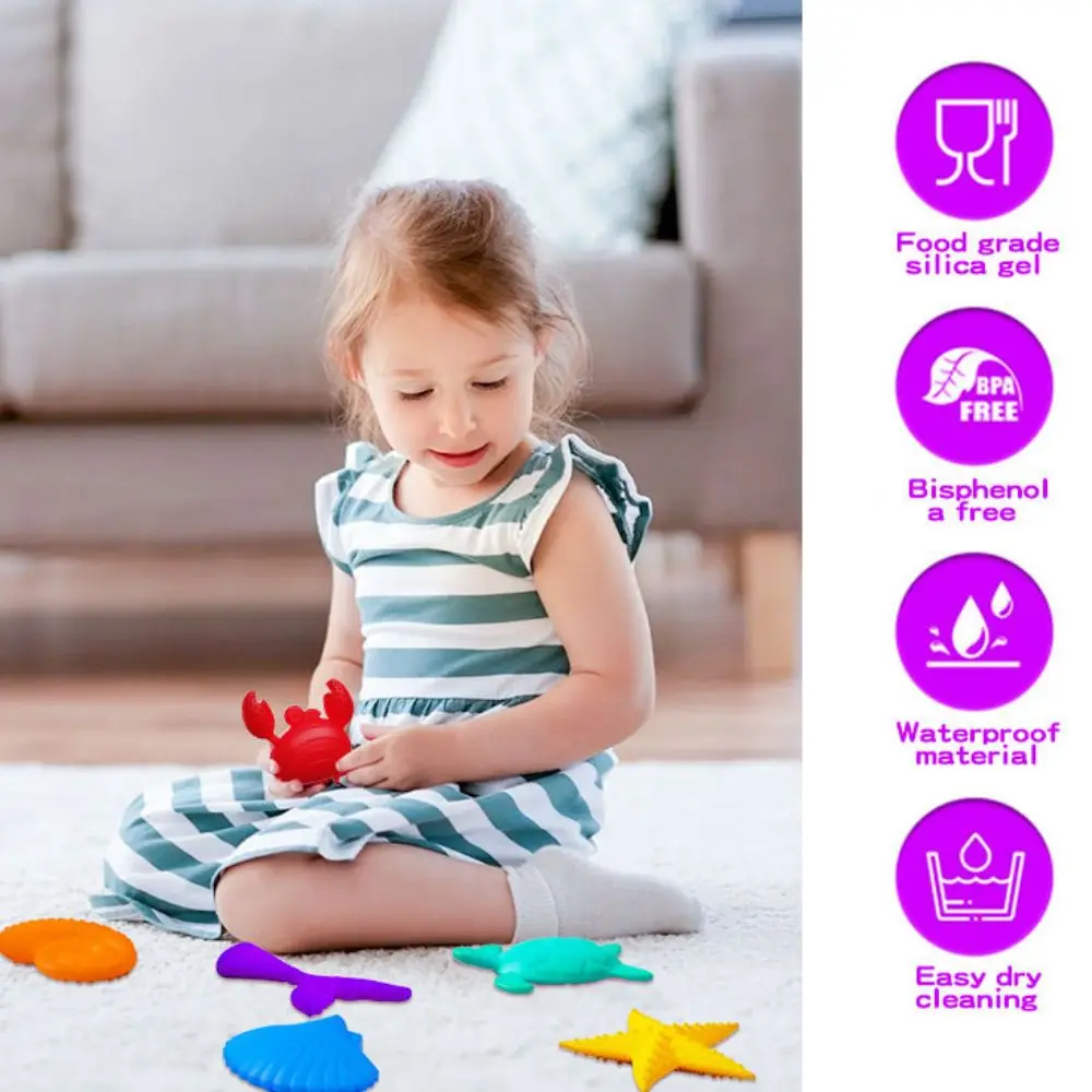 

6 шт./компл., текстурированный мягкий камень беспокойства, игрушка-непоседа, расслабляющая, без шума, детский сенсорный камень, силиконовый креативный текстурированный камень беспокойства