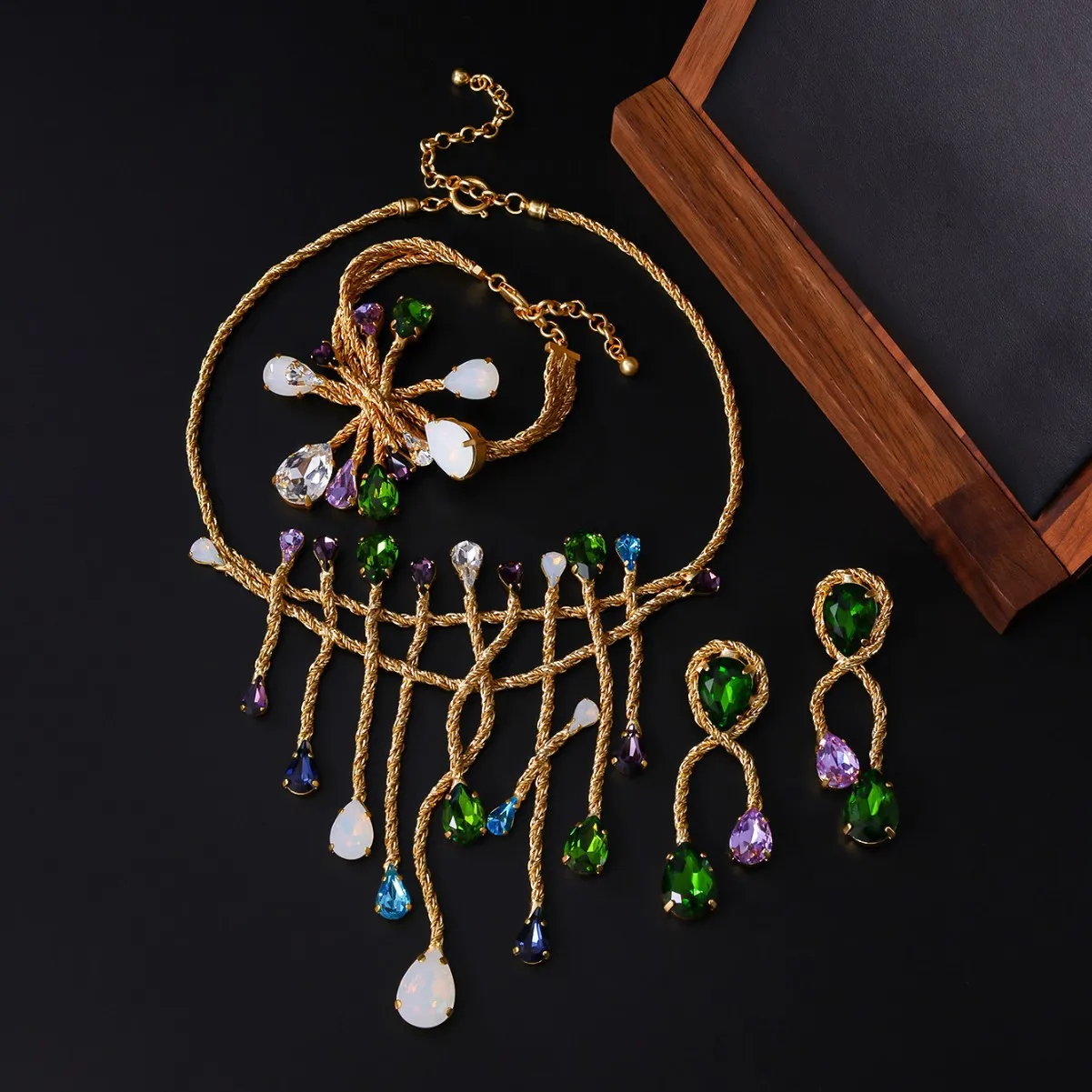 Summer 2026 High-End Women's Zircon Pendant Jewelry Set Light Luxury Evening Earrings And Necklace Wedding Accessory