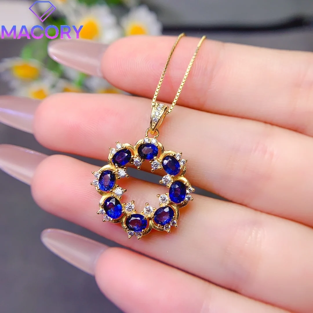 Sterling silver 925 natural sapphire necklace female jewelry certification original free shipping sterling silver pendant