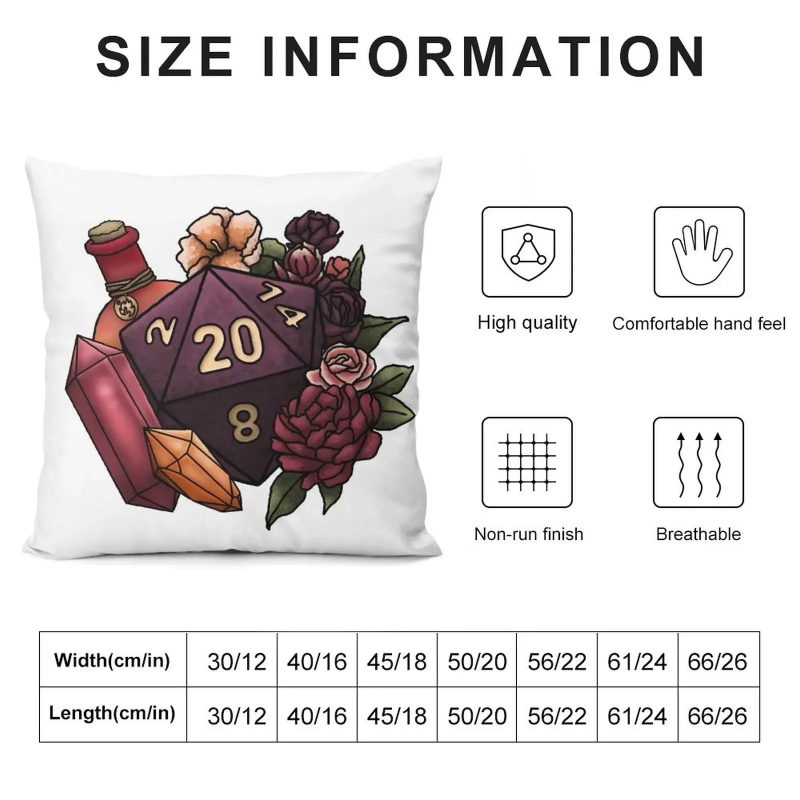 Sorcerer Class D20 - Tabletop Gaming Dice Throw Pillow Pillowcase Pillowcase Cushion Christmas Pillow pillow