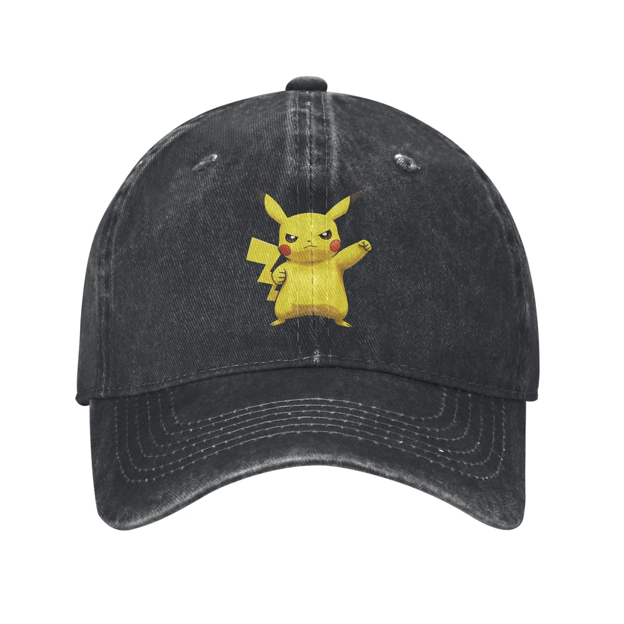 

Pikachu Anime Cartoon Unisex Baseball Cap Distressed Washed Caps Hat Vintage Outdoor Summer Adjustable Sun Cap