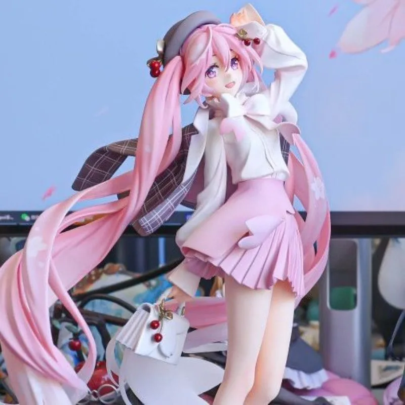반다이 하츠네 미쿠 모델 애니메이션 피규어 벚꽃 귀하의 공주 Songma 주변 장식 장식품 선물