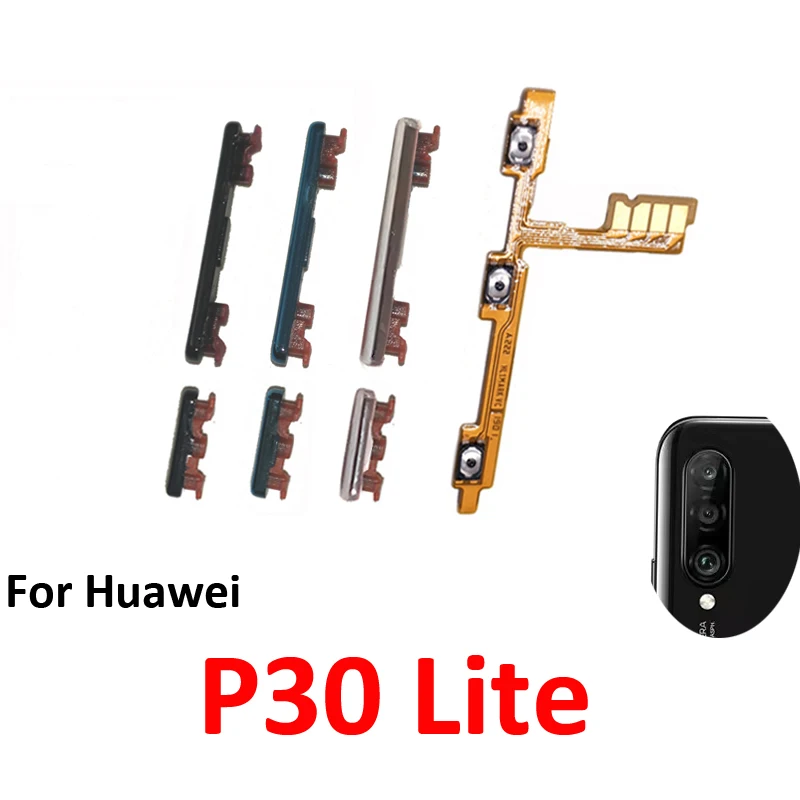 For Huawei P30 Lite Phone New Power Volume Button On Off Up Down External Key Internal Flex Cable Repair Parts For Nova 4e