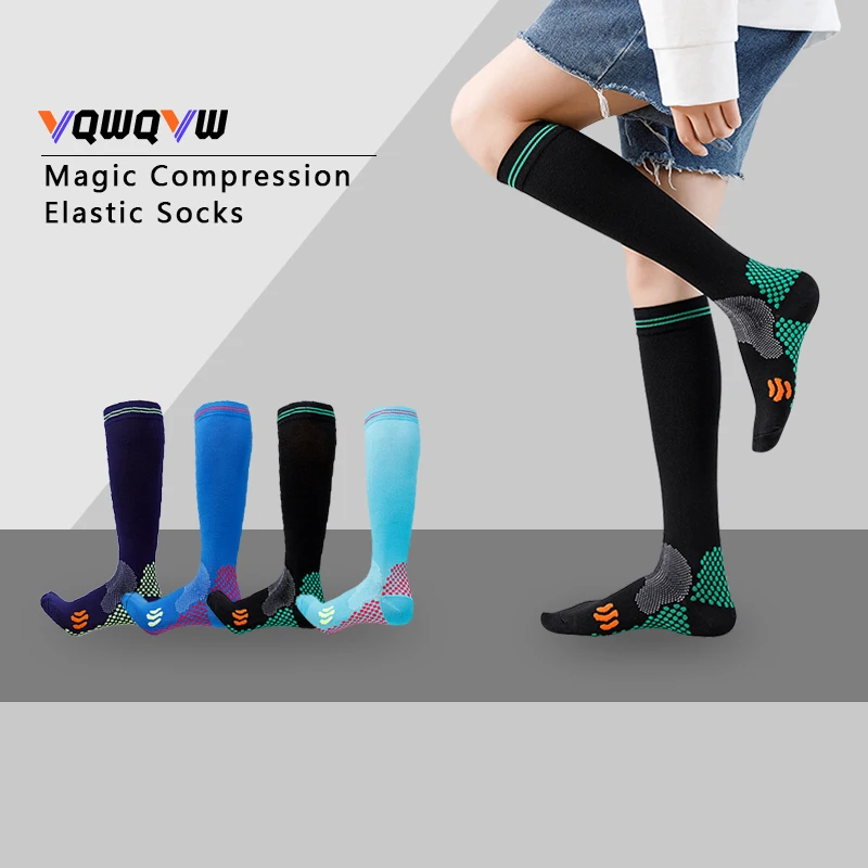 1Pair  Compression Socks for Men Women 20-30mmhg Knee High Medical Support for Sports Nurses Circulation Flight Athletic