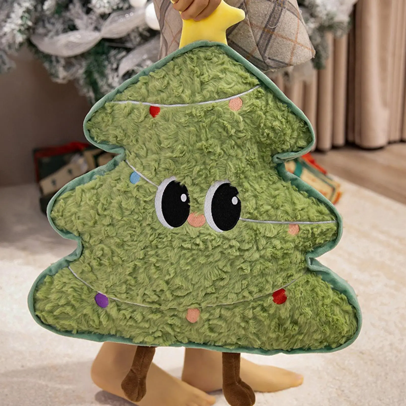 Pluszowy piernikowy drzewko choinkowe, uroczy, miękki, dekoracja świąteczna do domu, poduszki świąteczne, lalka na choinkę, poduszka ozdobna, zabawka.