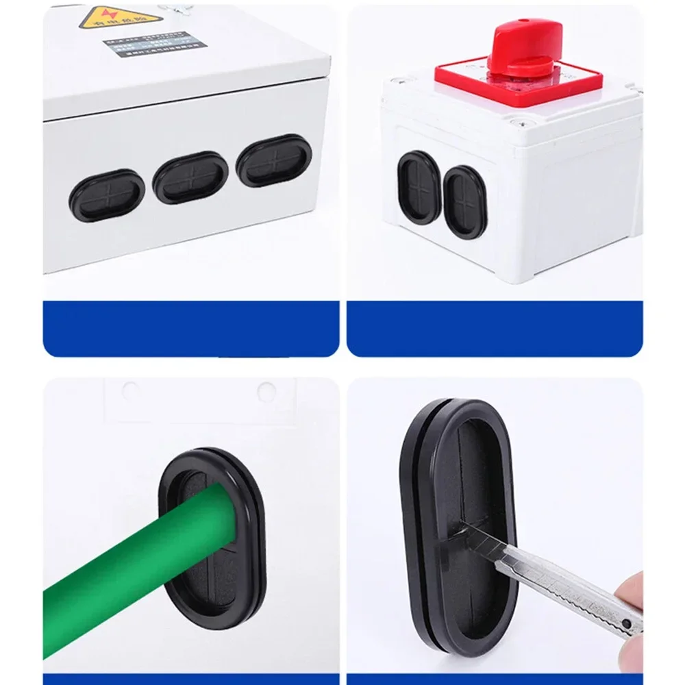 Oval Blanking Grommets Length 13~100mm Rubber Closed Blind Plug Bung Cable Wiring Protect Bushes