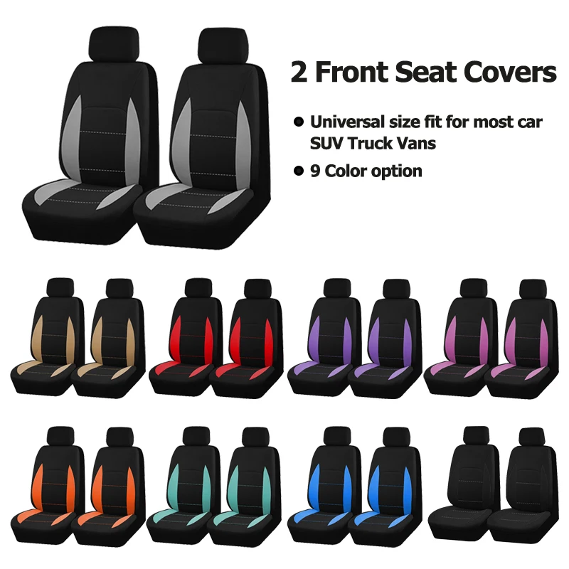 Universelle 2-Vordersitzbezüge, universelle Größe, passend für die meisten Autos, SUVs, LKWs, Transporter, Nähte, Spleißen, Sport-Styling, Autositzbezüge