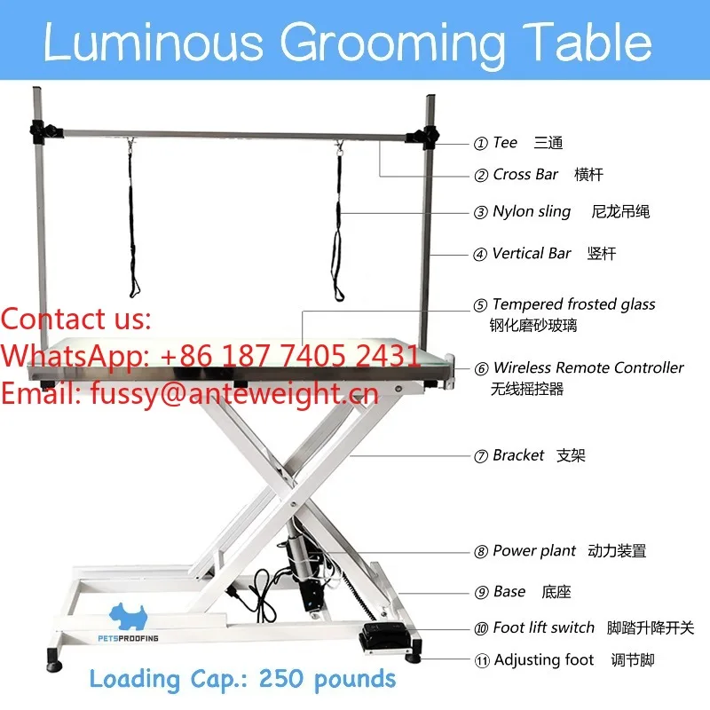 2026 Electric LED Pet Grooming Table, Hydraulic Foldable with Adjustable Height