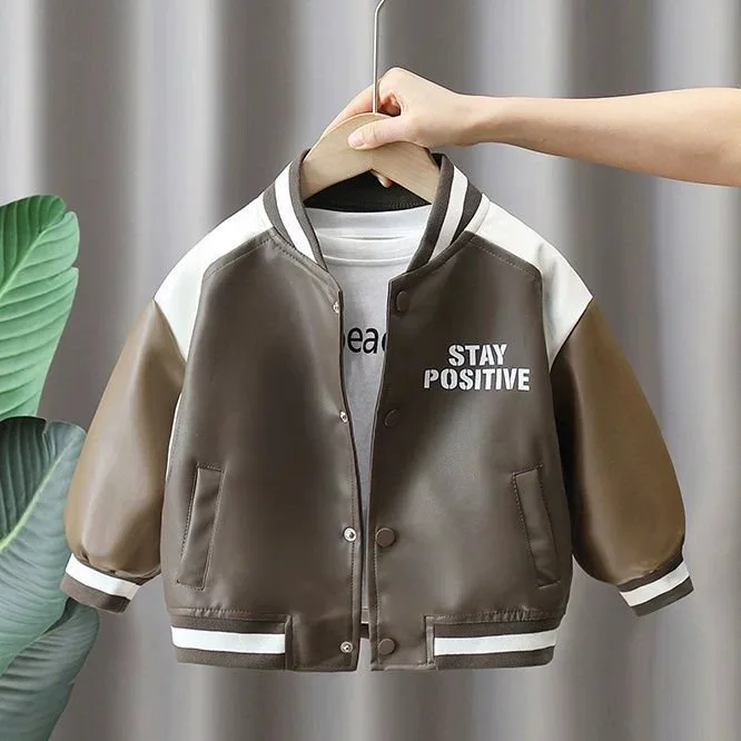 Children's Leather Jacket 2026 New Spring-autumn Outfit Boys' Motorcycle Leather Coat Spring Fashion Model Trendy Coat