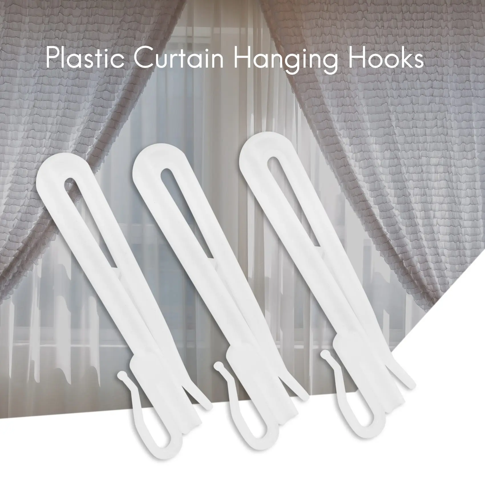 

PZHI-200PCS Plastic Curtain Hanging Hooks Stereo Window White Plastic Adjustable Height Curtain Accessories For Hang Ceiling 9Cm