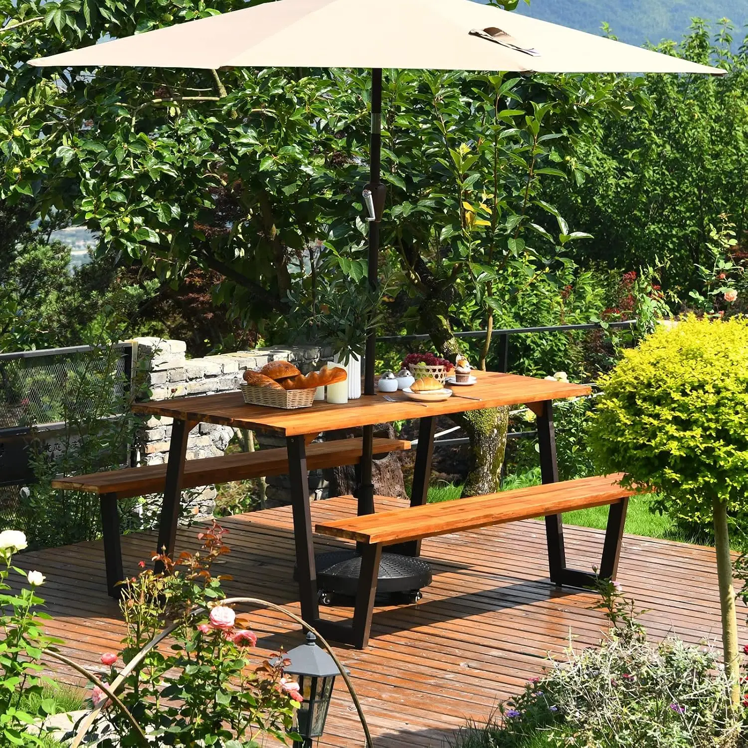 Zestaw stołu piknikowego z ław – Outdoor Furniture Dining Set recenzja i cena