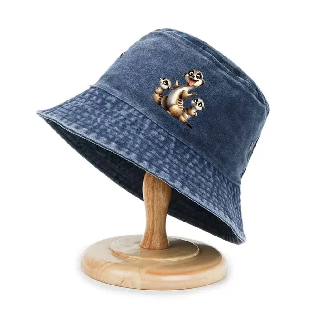 1 szt. czapki typu bucket hat z nadrukiem kreskówkowym, o efekcie spranej tkaniny, odpowiednia zarówno dla kobiet, jak i mężczyzn. Ten składany kapelusz typu bucket jest idealny na zewnątrz