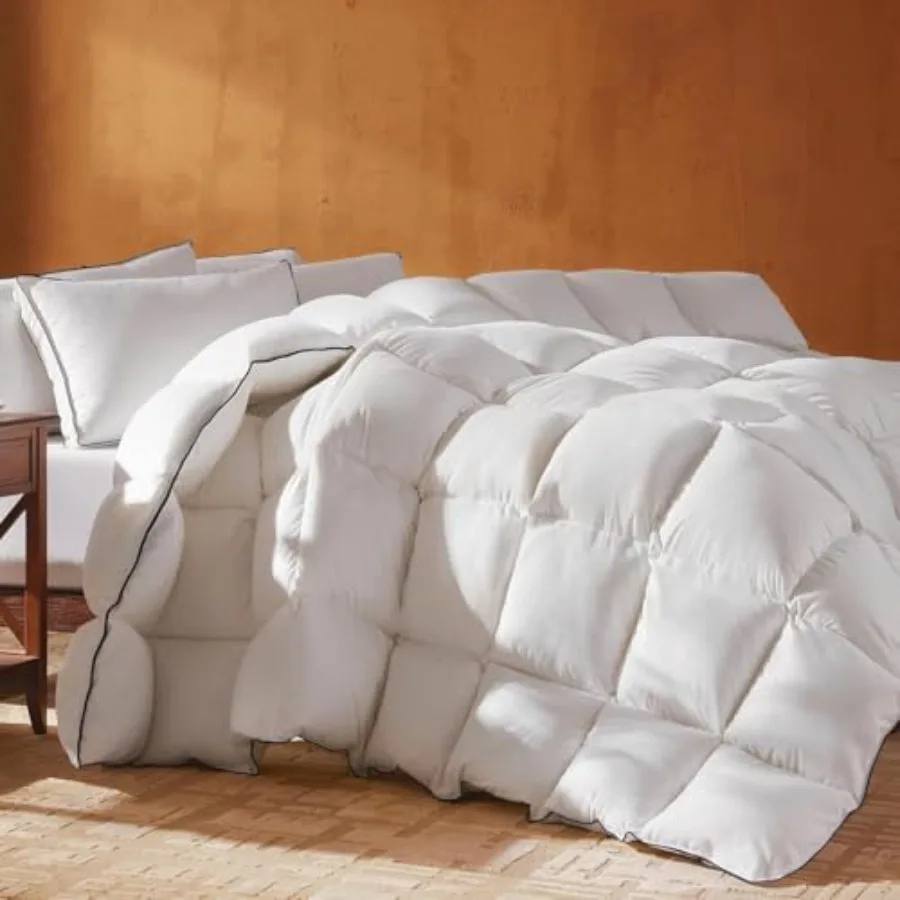 Goose Feather Down Fiber Cotton Comforter Size Ultra-Soft Duvet Insert Hotel Collection White Quilted Comforter All Season Bedd