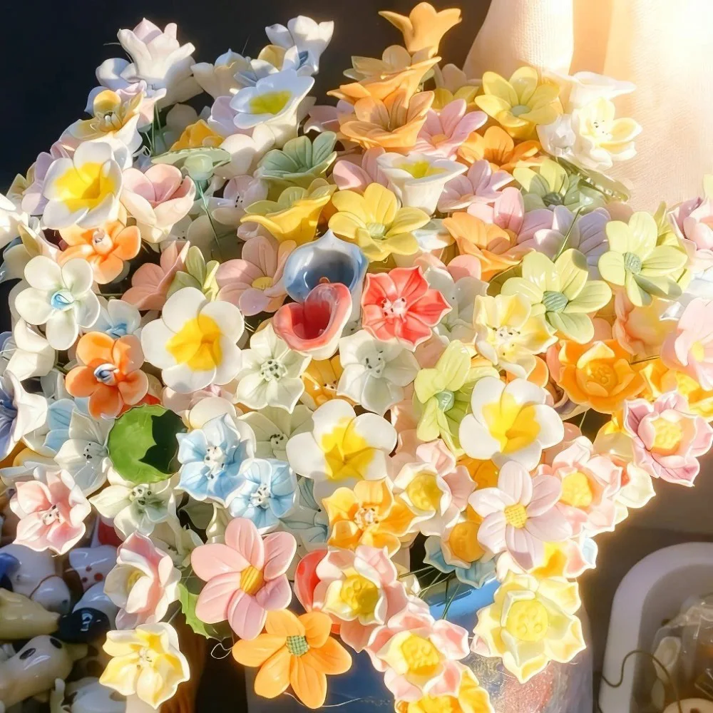 5/10 Piezas de Flores Artificiales de Cerámica de 28 cm, Rosas Falsas para Decoración del Hogar, Decoración de Bodas, Manualidades, Regalo para el Día de la Madre