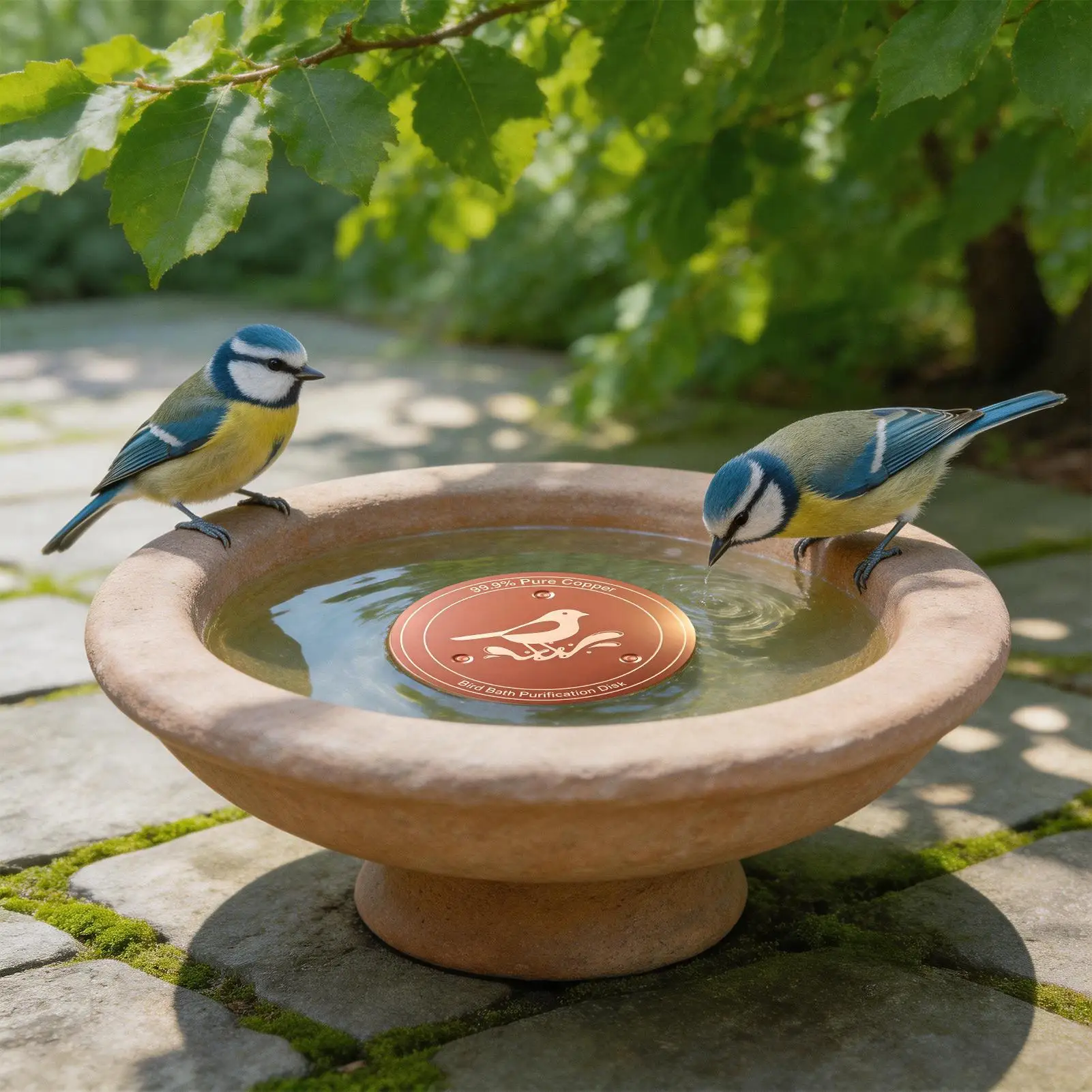Bird Bath Copper Disk Small Self-Cleaning Birdbath Accessories Hummingbird Bath Purification Disk For Gardeners Homeowners view 4