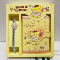 Sanrio PomPomPurin Notebook Gel Pen Cinnamoroll Kuromi Notepad Portable Notebook Stationery Set Office School Supplies Gifts