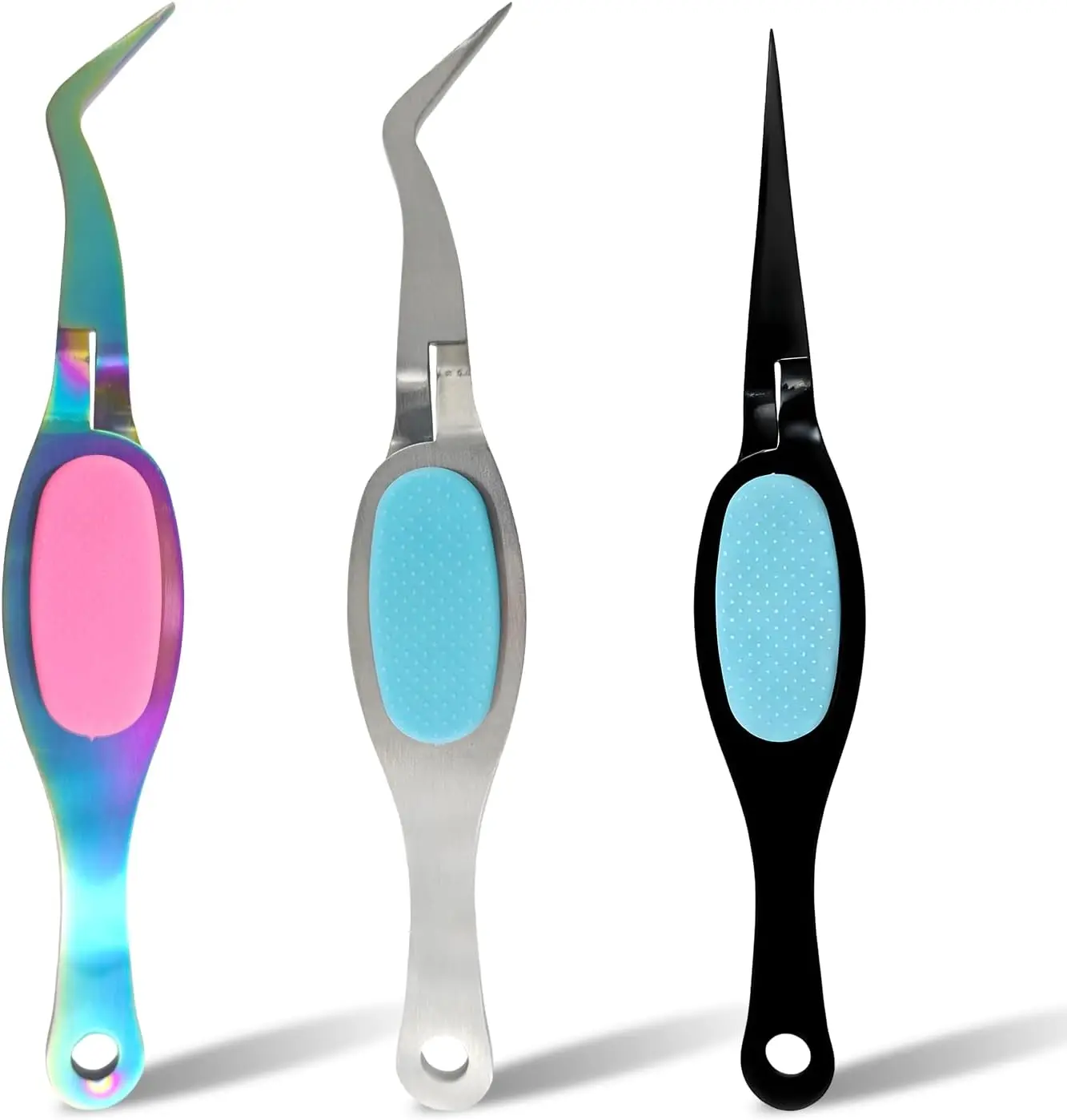 

3PCS Reverse Tweezers with Soft Grip, Straight & Curved Tips for Crafting, Jewelry Repair, DIY Projects