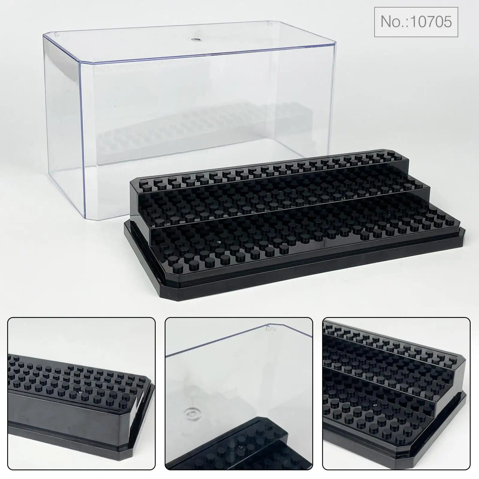 ABS Display Box For Figure Doll Building Bricks Small Particles Suitable Clear Desktop Dustproof Stackable Storage Square Box