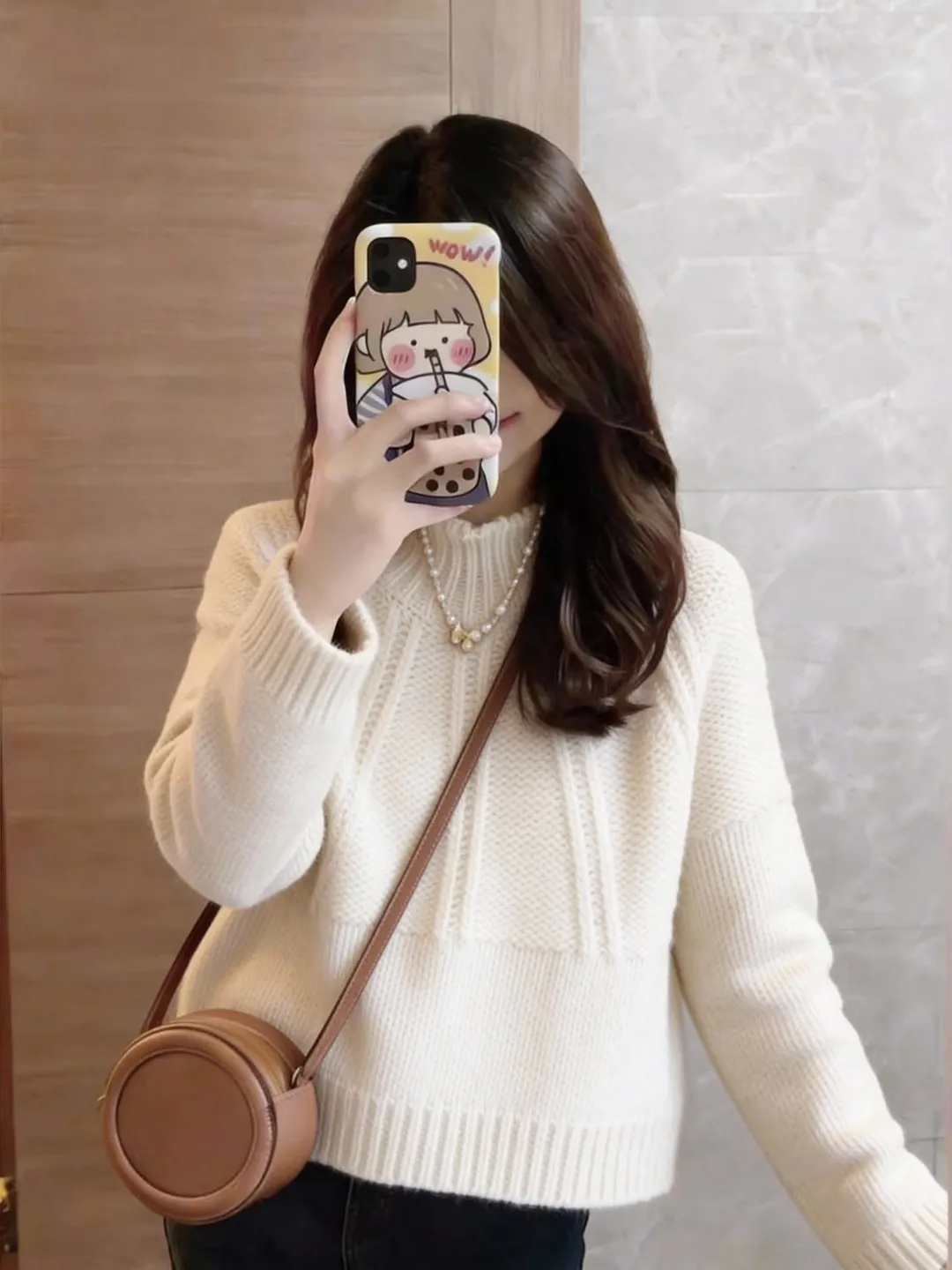 

Korean Sle Commuter Loose Long Sve round Ne Knitted Sweater Soft Warm White Top Spring New Arrival Women's Faion