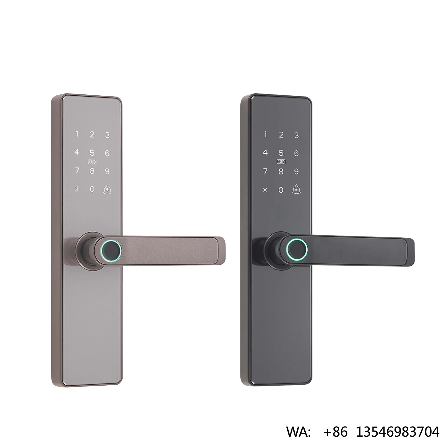 

Wifi Tuya TT App Bluetooth Fingerprint Card Password Keyless Smartlock Room Door Handle Lock for Home Office Studio Wood Door