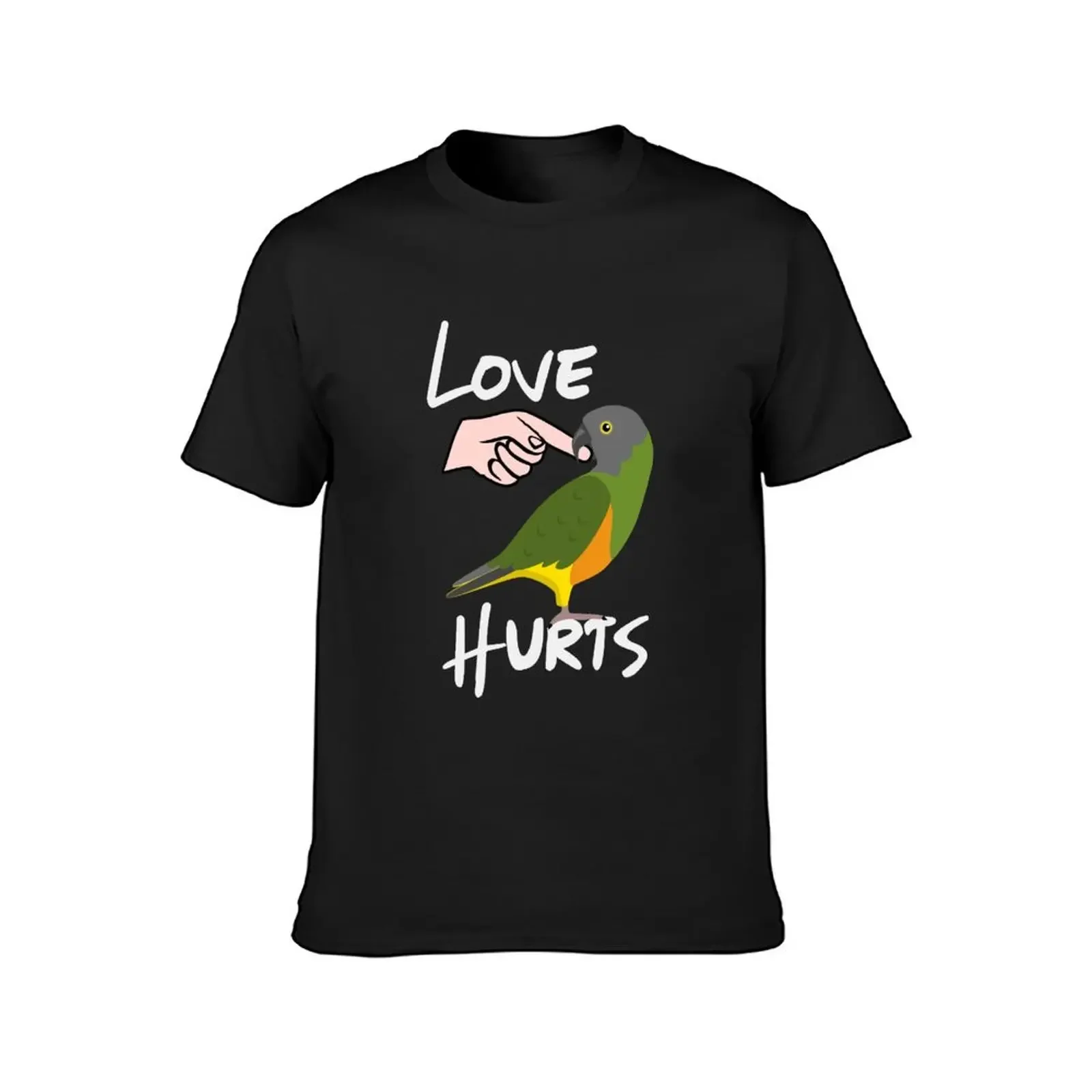 Love Hurts Senegal Parrot Biting Finger T-Shirt cotton man t-shirts aesthetic clothes topping plain t shirts men