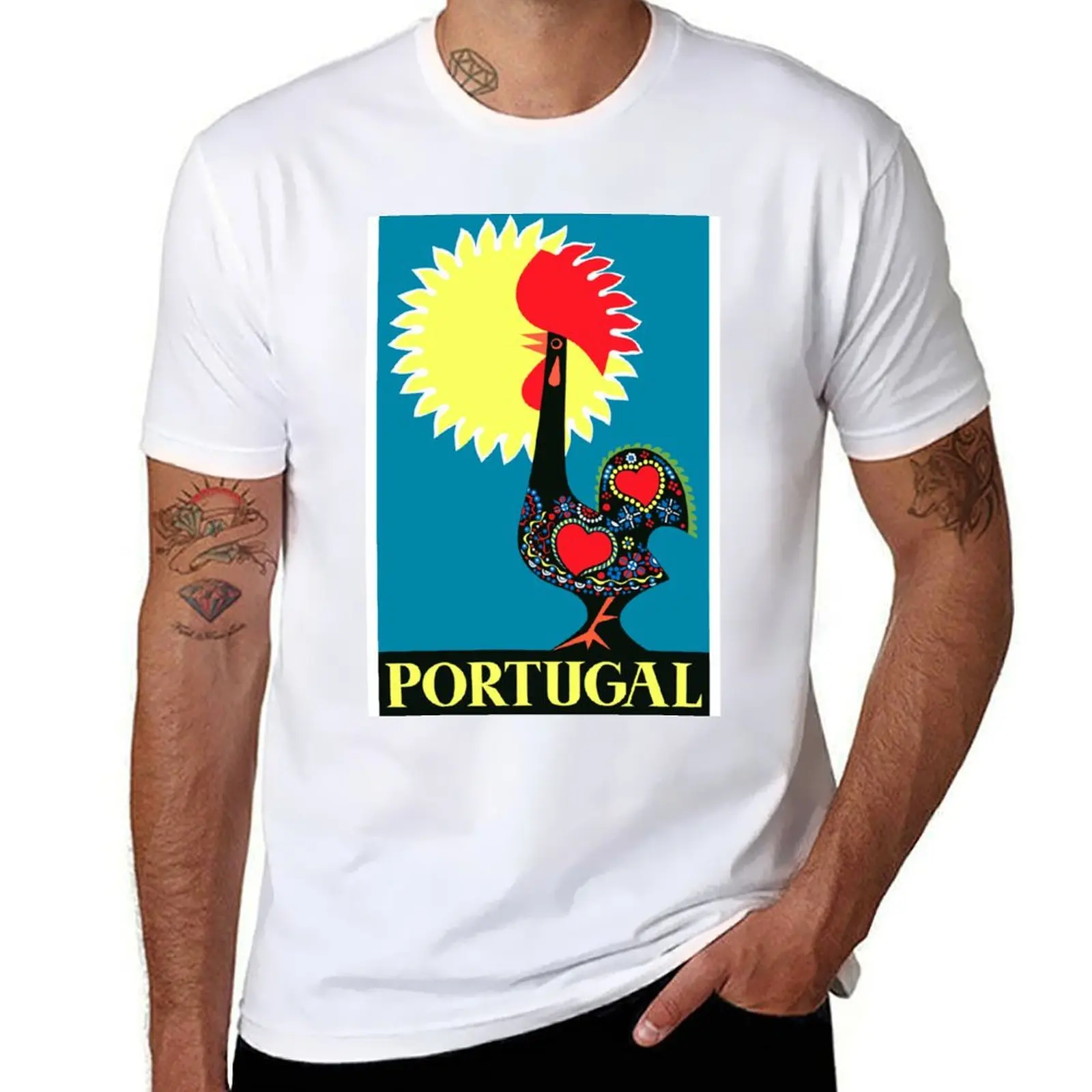 

1965 Portugal Rooster Of Barcelos Travel Poster T-Shirt man t shirts graphic funny t shirts cotton t shirt man casual T-shirt