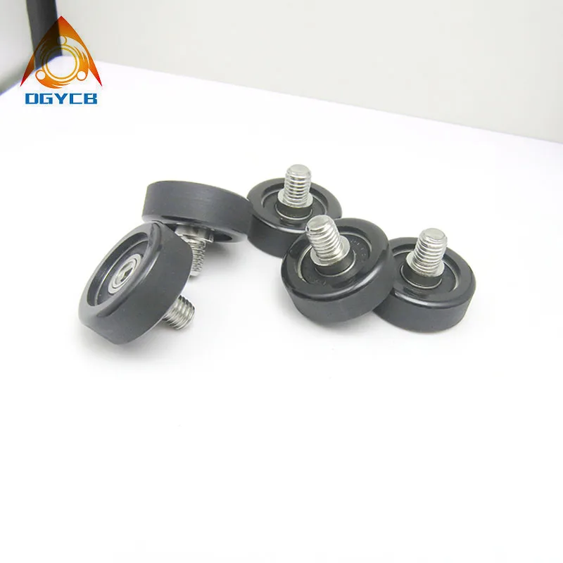 

1pcs 30mm PU Coated Roller With M8 Screw PU60830-11C2L10M8 30x11xM8 Polyurethane Externally Threaded Bearing Pulley Wheel 30mm