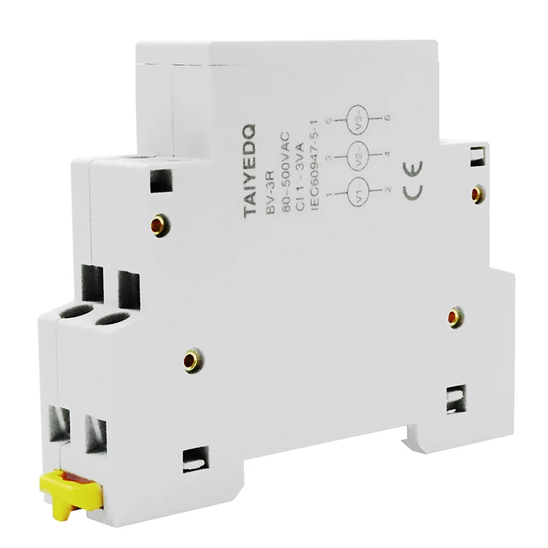 Mini Digital Display Din Rail Three Phase Modular Voltage Meter AC80-500V 1VA V1V2V3 BV-3R