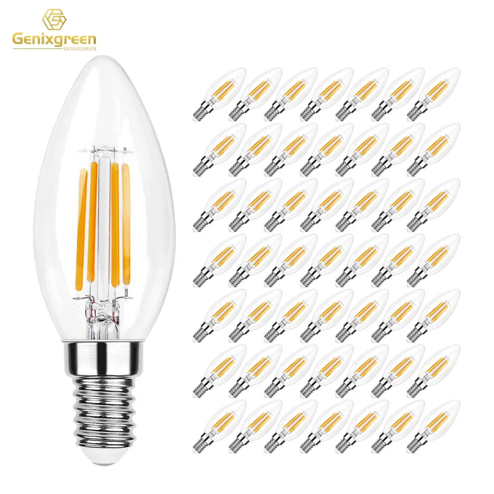 Ampoules LED à intensité variable, lustre blanc chaud, ventilateur de plafond, ampoule bougie, chaînes de 40 W, C35, 4W, E12, E14, ci-après Elabra, 2700K