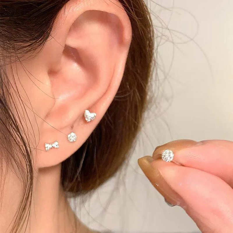 حقيقي 925 فضة صغيرة هندسية الزركون وأقراط لسحر المرأة العصرية مشرقة غرامة مجوهرات الحد الأدنى اكسسوارات #2