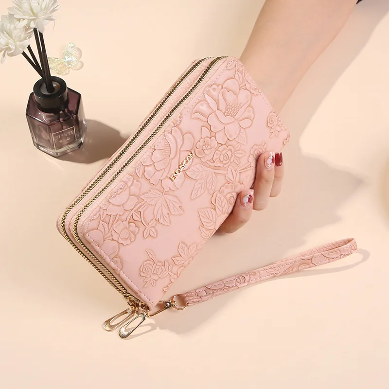 Multifunctional Double Zipper Long Clutch Wallet Large Capacity Double Layer Money Clip Creative Card Holder Phone Storage Bag